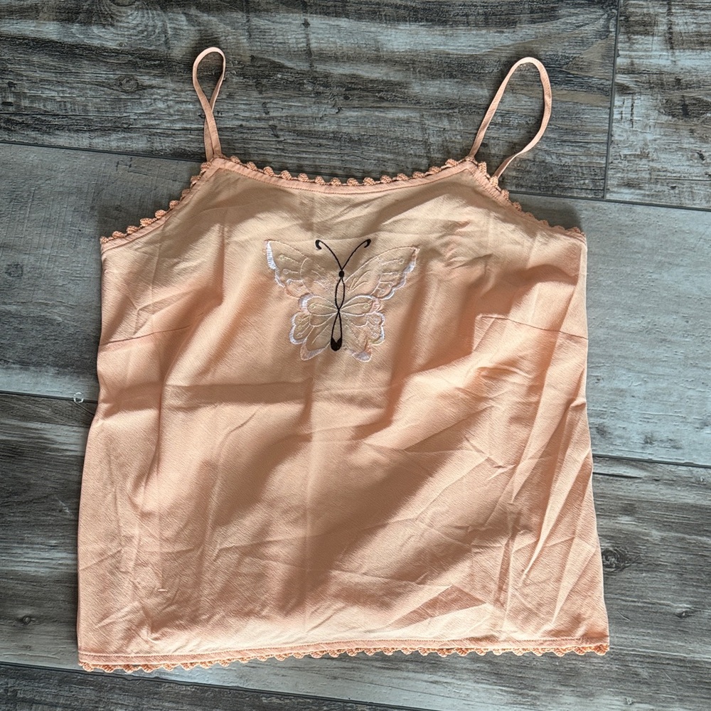 Vintage y2k orange butterfly tank top
